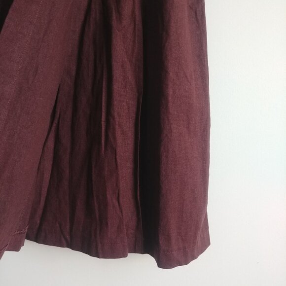 Studio Point linen blend chocolate brown wrap style midi skirt front slit 10 - Picture 6 of 15